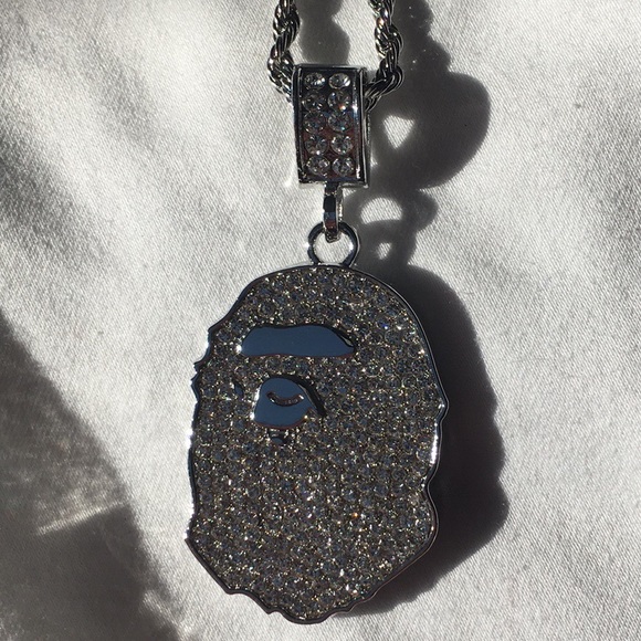 Silver Bape Pendant & Chain - Picture 3 of 6